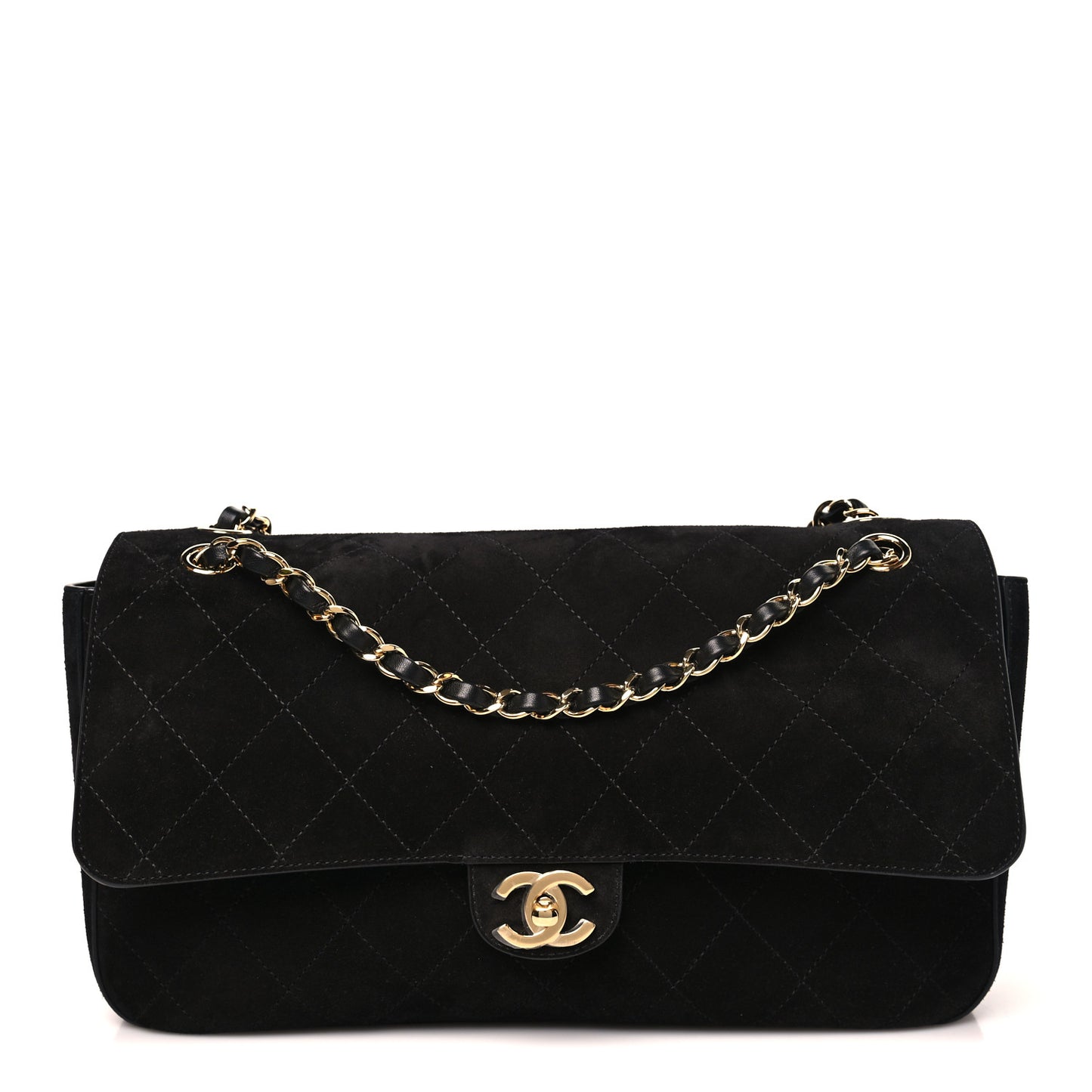 Suede Calfskin Small Souplissimo Maxi Flap Black