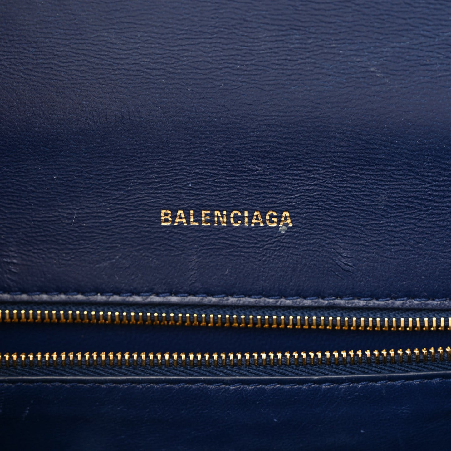Shiny Calfskin Crocodile Embossed Small Hourglass Top Handle Bag Navy