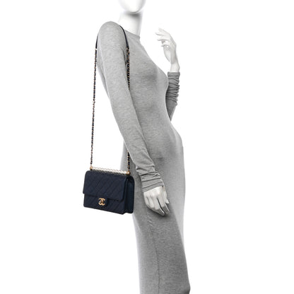Chanel Iridescent Lambskin Quilted Small Chic Pearls Flap Blue 2 of 13