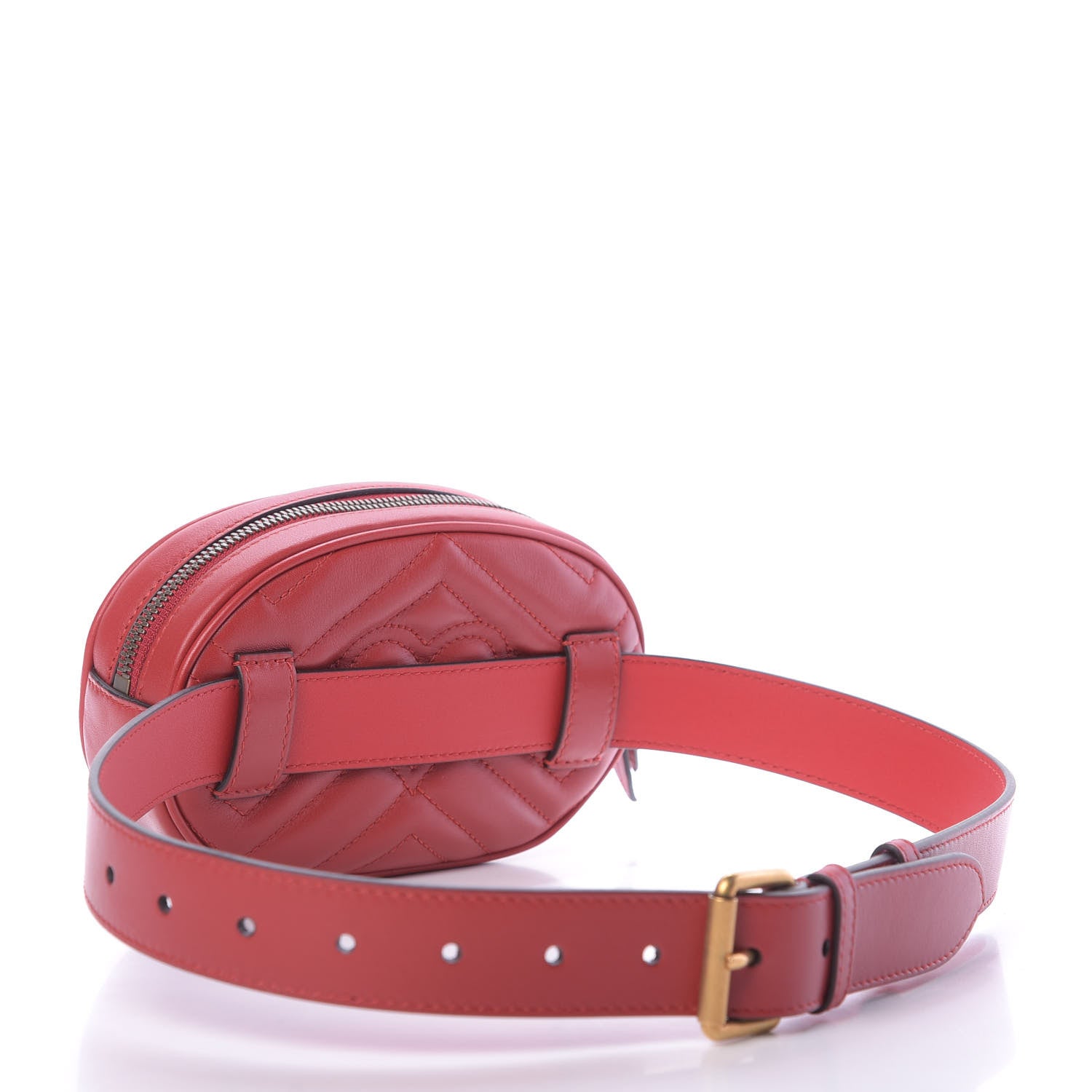 Gucci Calfskin Matelasse GG Marmont Belt Bag 75 30 Hibiscus Red 3 of 10
