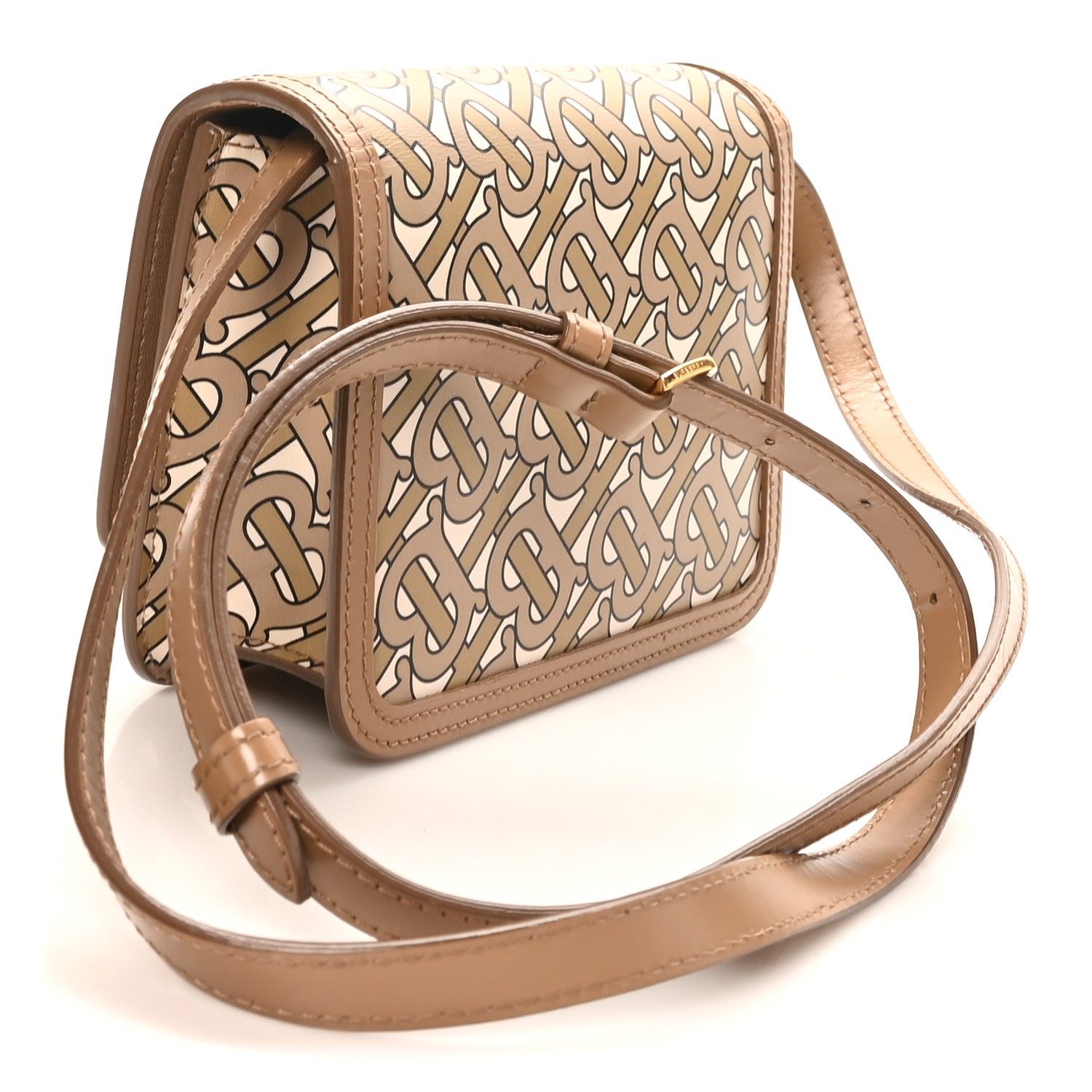 Burberry Calfskin Monogram Mini TB Bag Beige 2 of 8