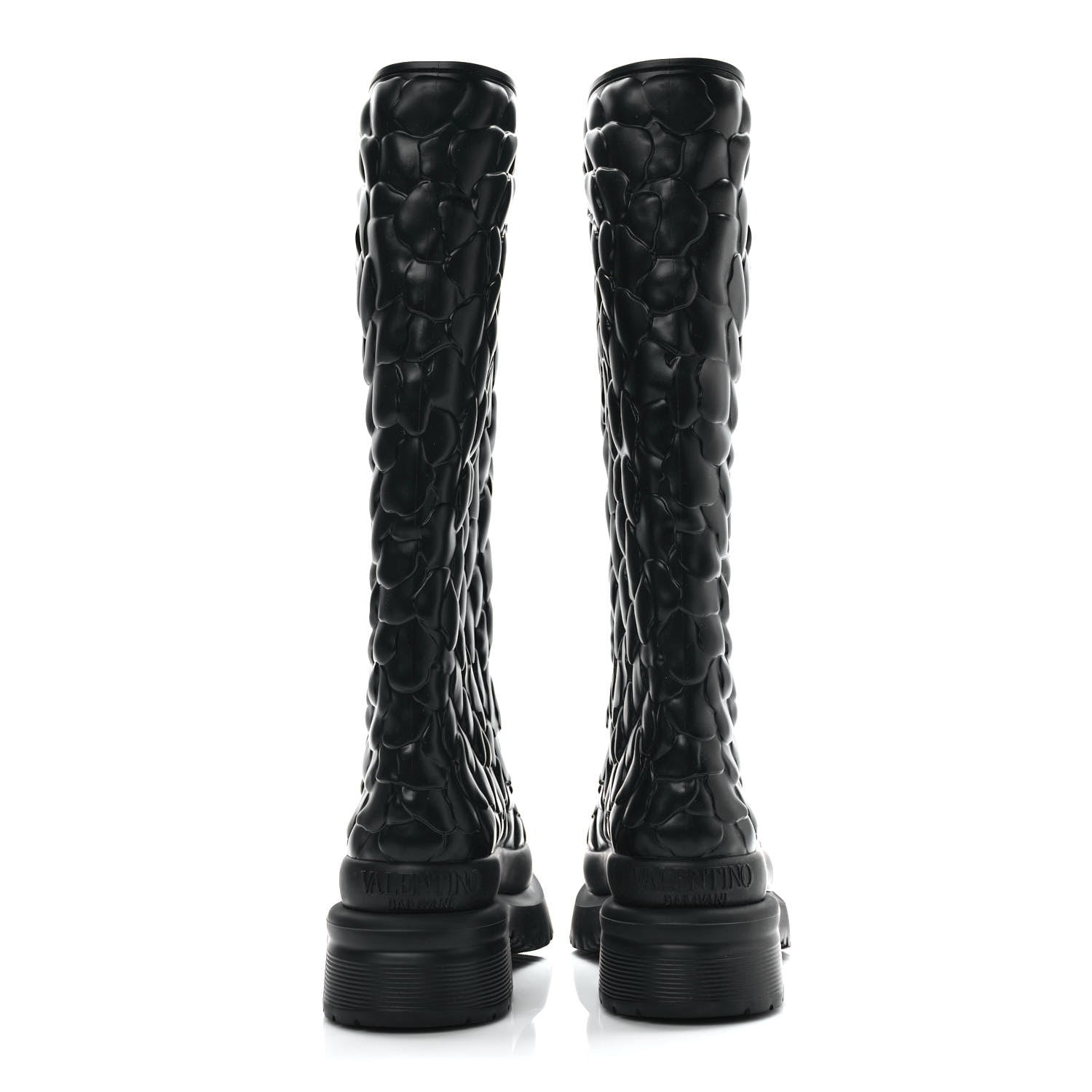 Valentino Garavani Rubber Atelier 03 Rose Edition 30/50mm Tall Rainboots 38 Black 5 of 9