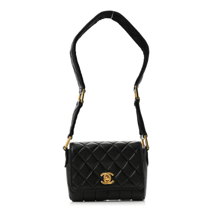 Chanel Lambskin Velvet Quilted Flap Shoulder Bag Black 1 of 11