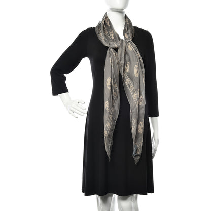 Alexander McQueen Silk Chiffon Skull Scarf Grey 2 of 4