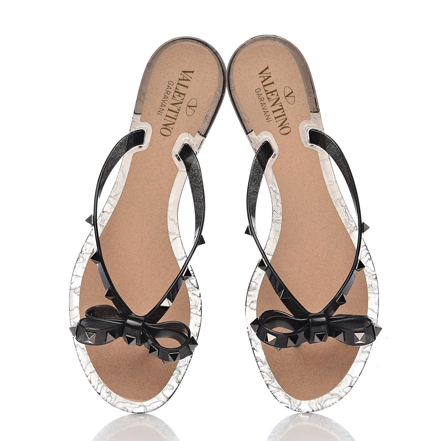 Valentino Garavani PVC Jelly Rockstud Bow Thong Sandals 41 Black 8 of 9
