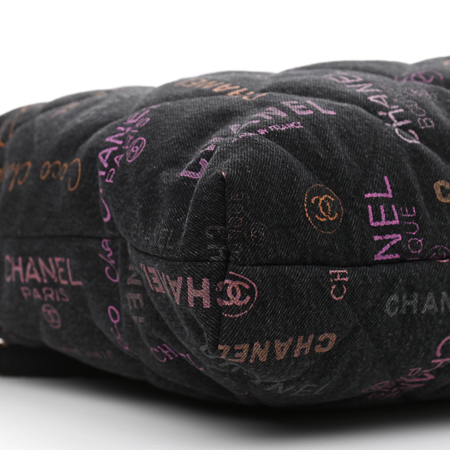 Chanel Denim Quilted Denim Mood Maxi Shopping Bag Black Multicolor 9 of 10