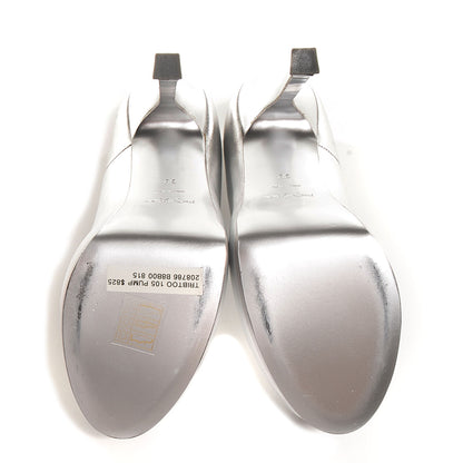 Saint Laurent Nappa Silk Tribtoo 105 Pumps Silver 38 7 of 7