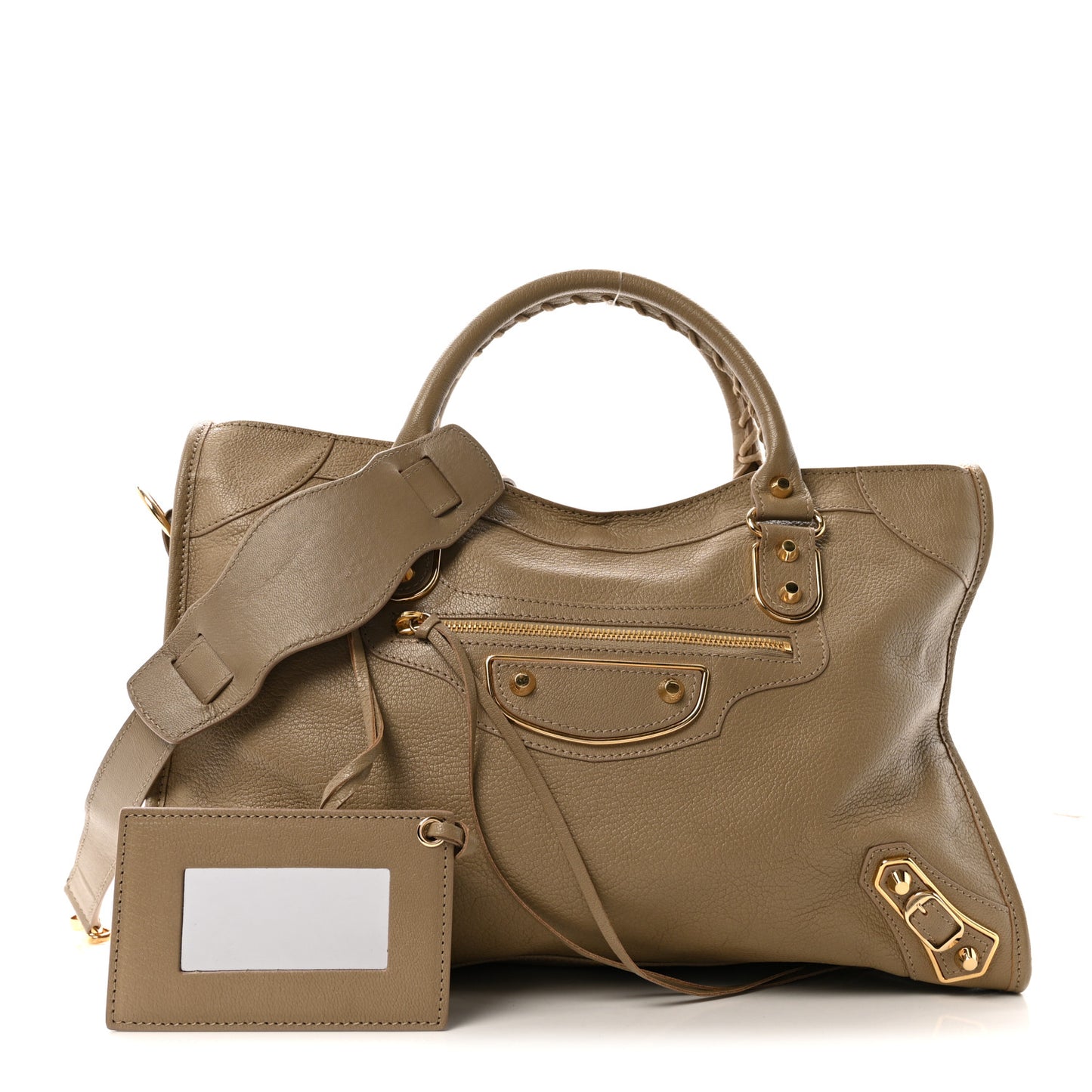 Chevre Gold Metallic Edge Hardware City Beige Latte