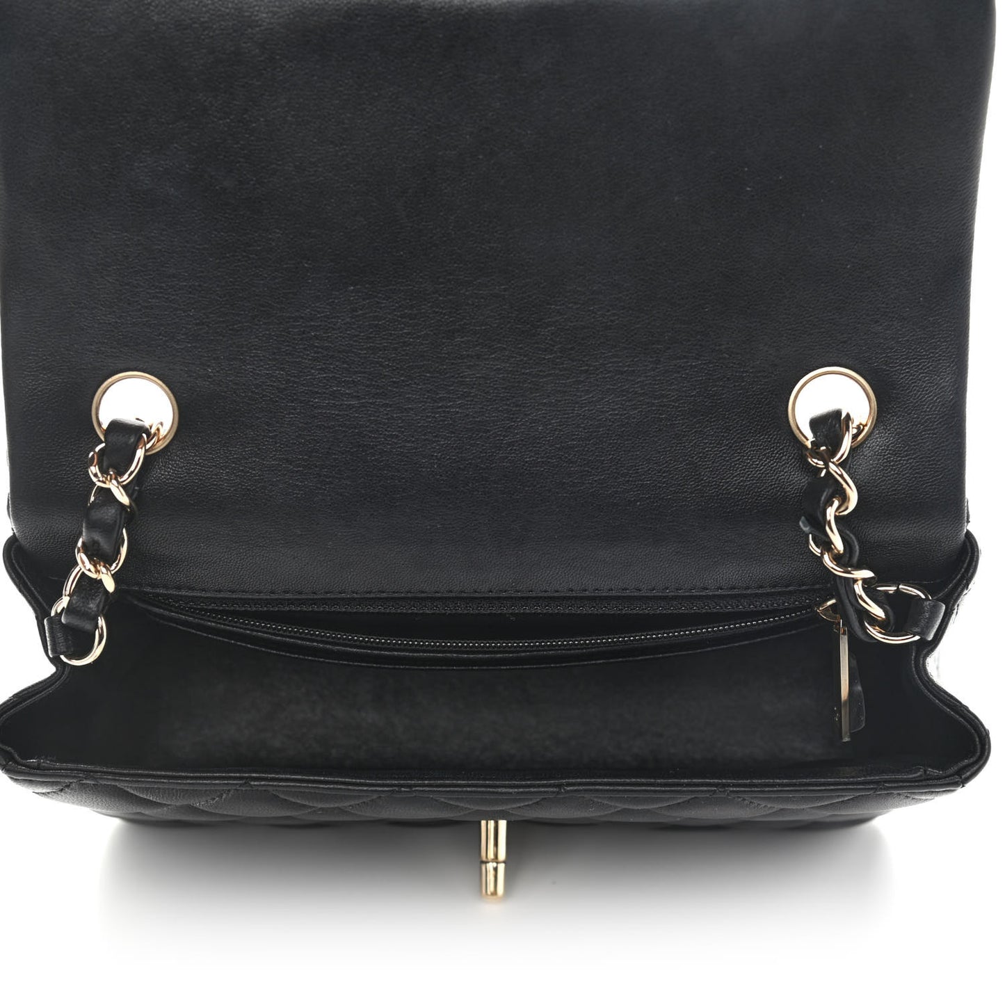 Lambskin Quilted Mini Rectangular Flap Black