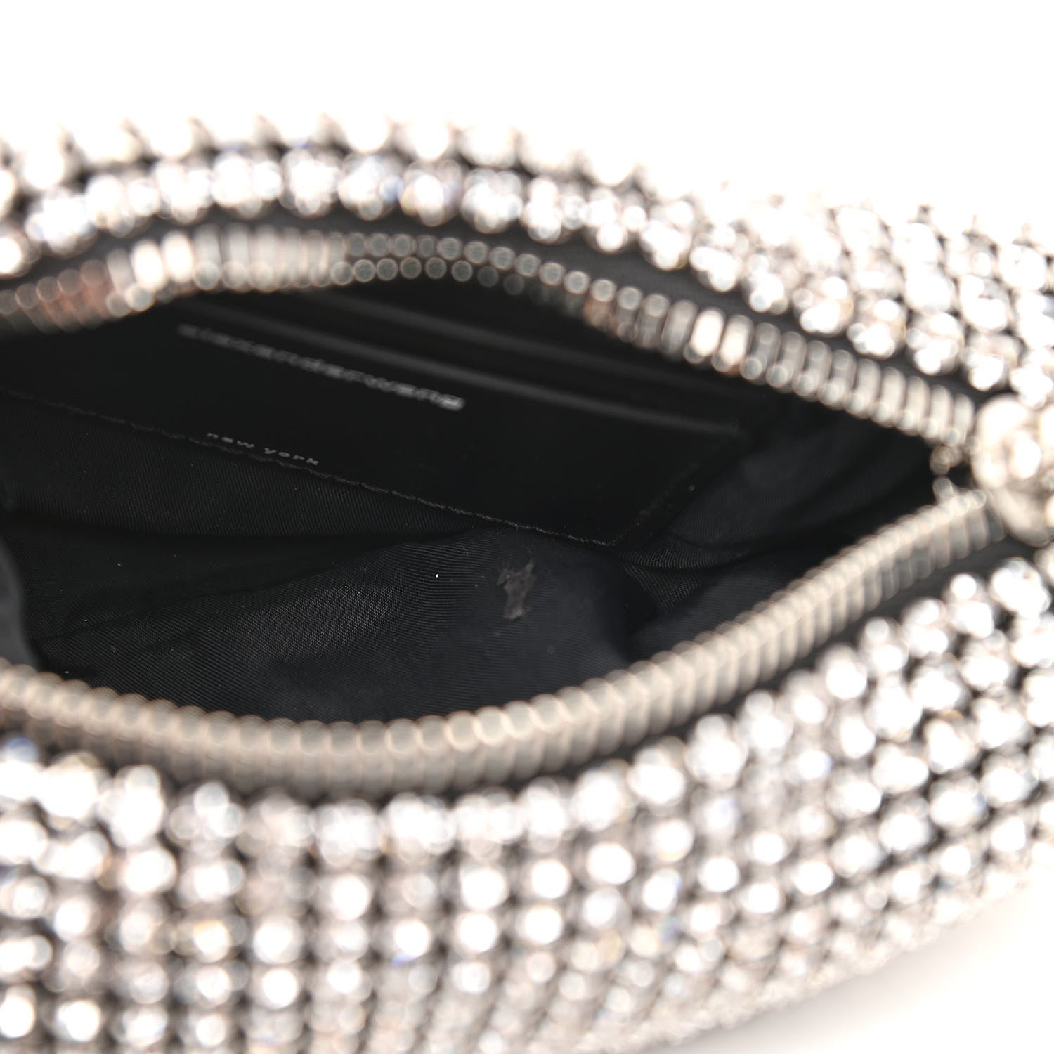 Alexander Wang Mesh Crystal Rhinestone Mini Heiress Pouch Black Silver 5 of 10
