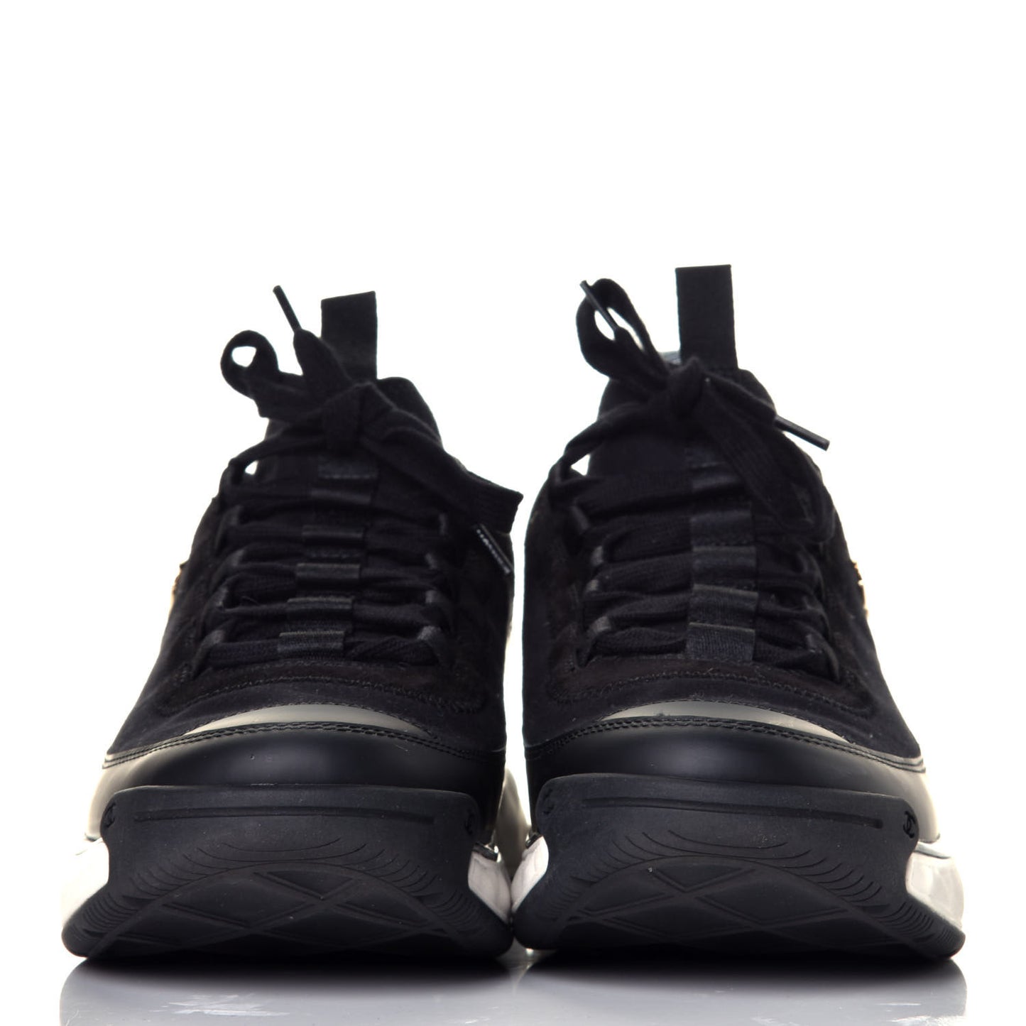 Velvet Calfskin Mixed Fibers CC Sneakers 41 Black
