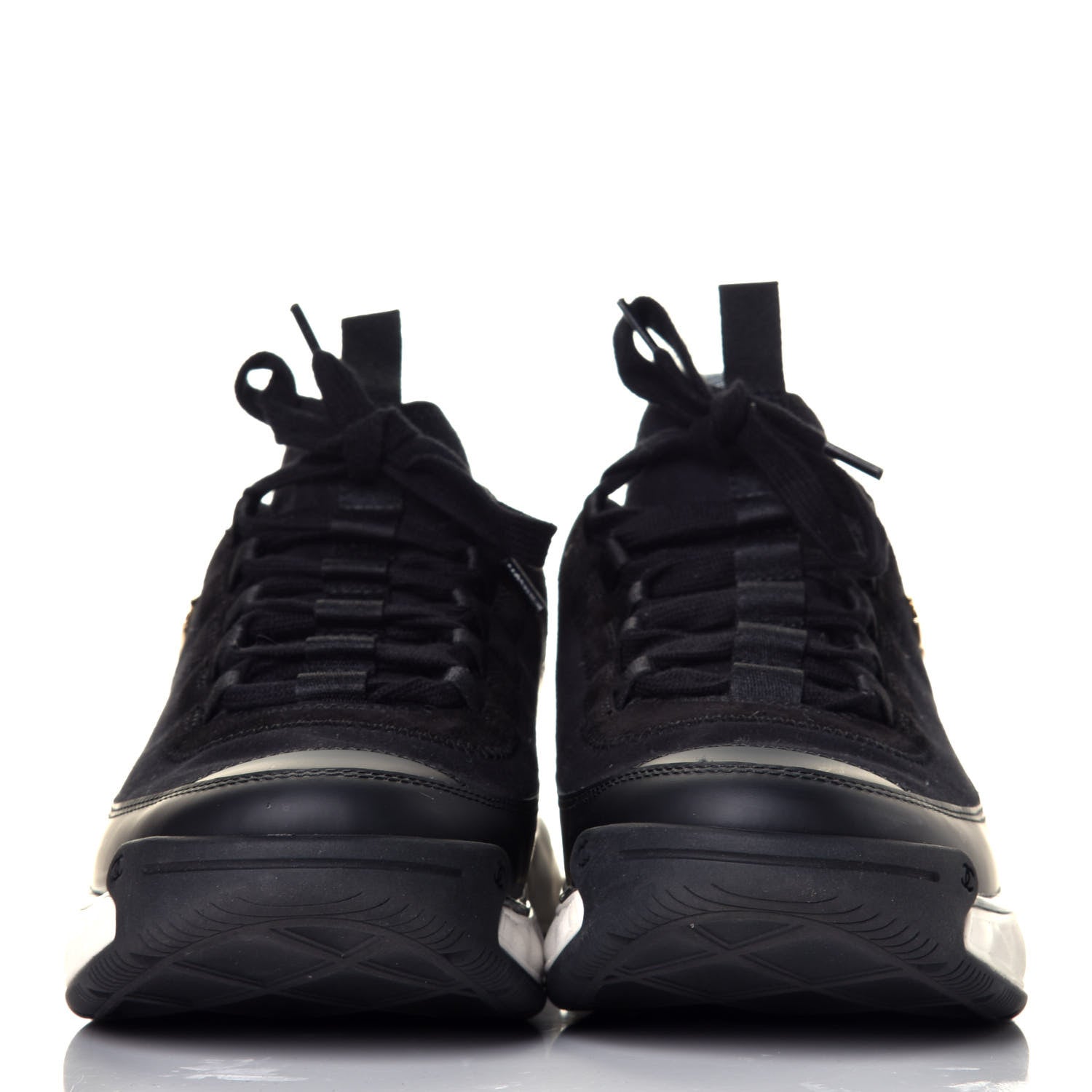Chanel Velvet Calfskin Mixed Fibers CC Sneakers 41 Black 2 of 10