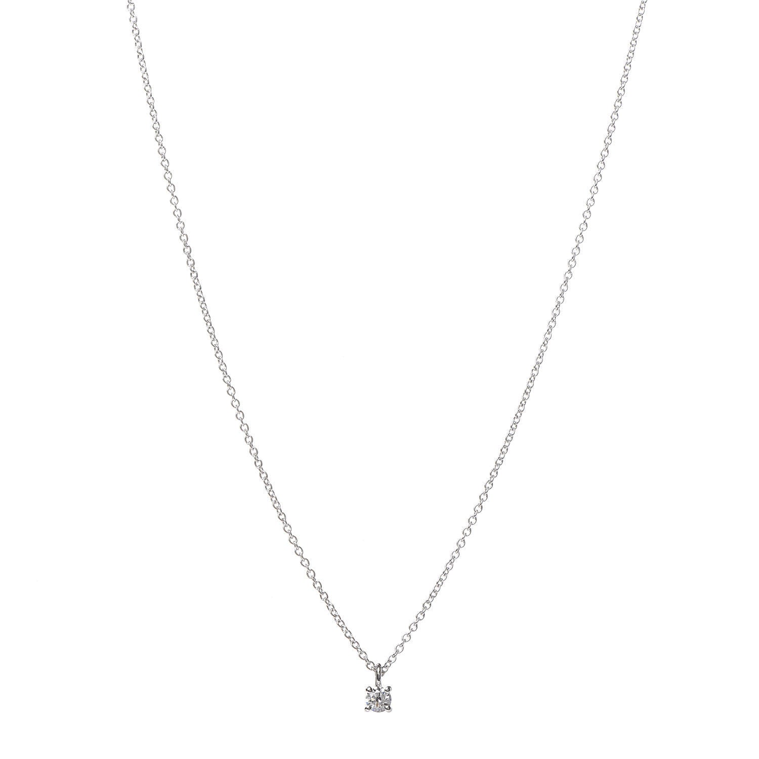 Tiffany Platinum Diamond .12ct Solitaire Pendant Necklace 1 of 8