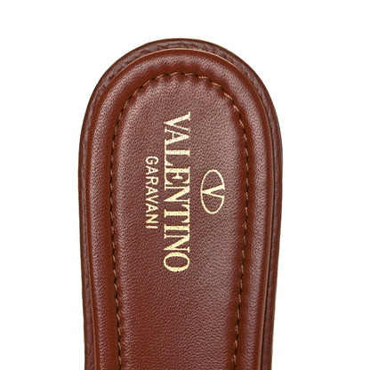 Valentino Garavani Pebbled Calfskin Roman Stud Flat Slide Sandals 40 Saddle Brown 8 of 8