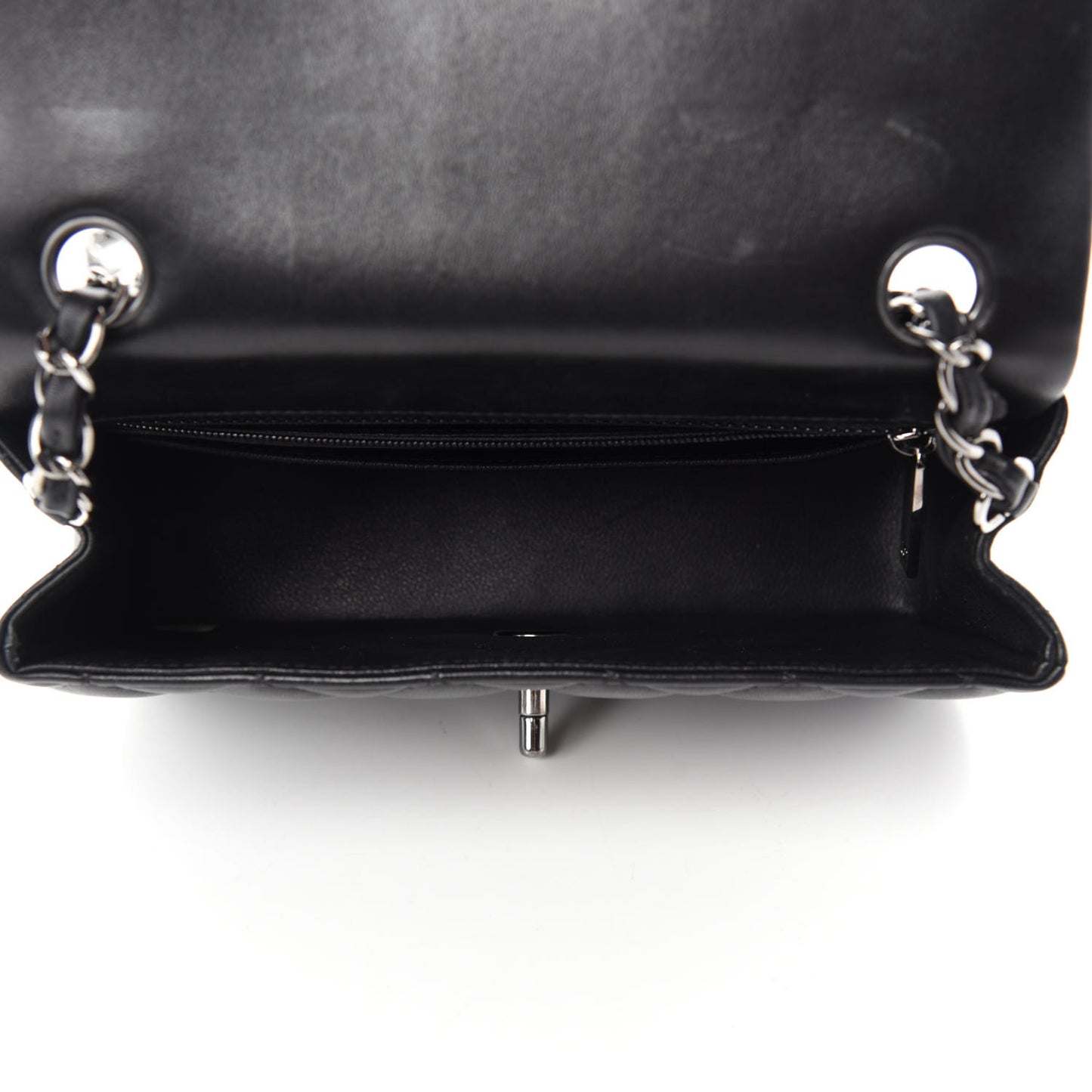 Lambskin Quilted Mini Rectangular Flap Black