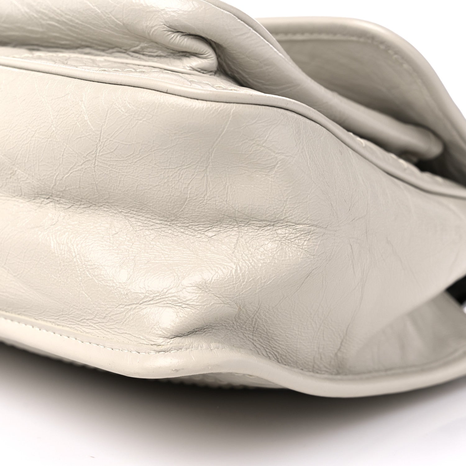 Saint Laurent Crinkled Calfskin Matelasse Monogram Medium Niki Chain Satchel Blanc Vintage 9 of 12