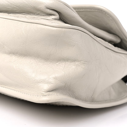 Saint Laurent Crinkled Calfskin Matelasse Monogram Medium Niki Chain Satchel Blanc Vintage 9 of 12