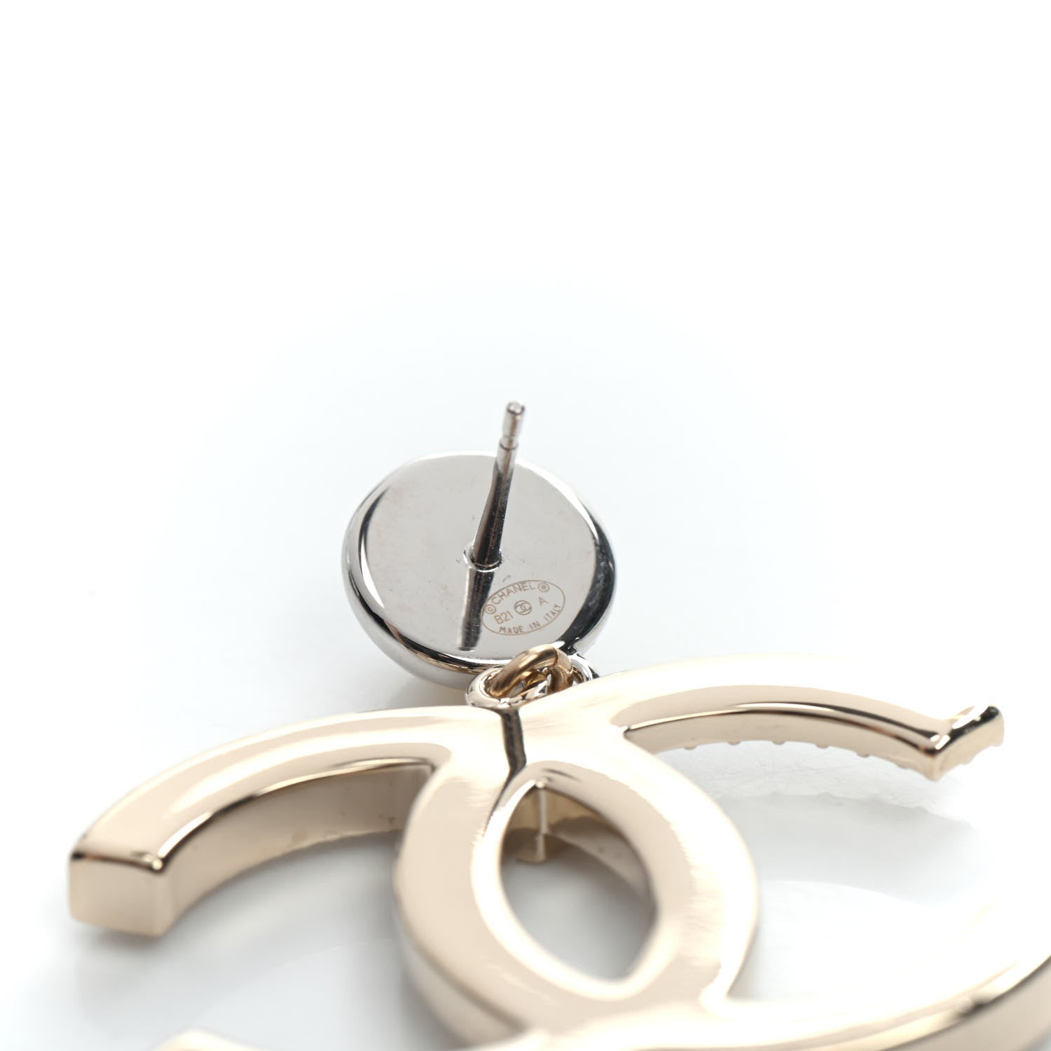 Chanel Crystal Pearl CC Drop Earrings Gold Silver 4 of 5