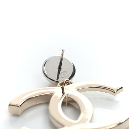 Chanel Crystal Pearl CC Drop Earrings Gold Silver 4 of 5