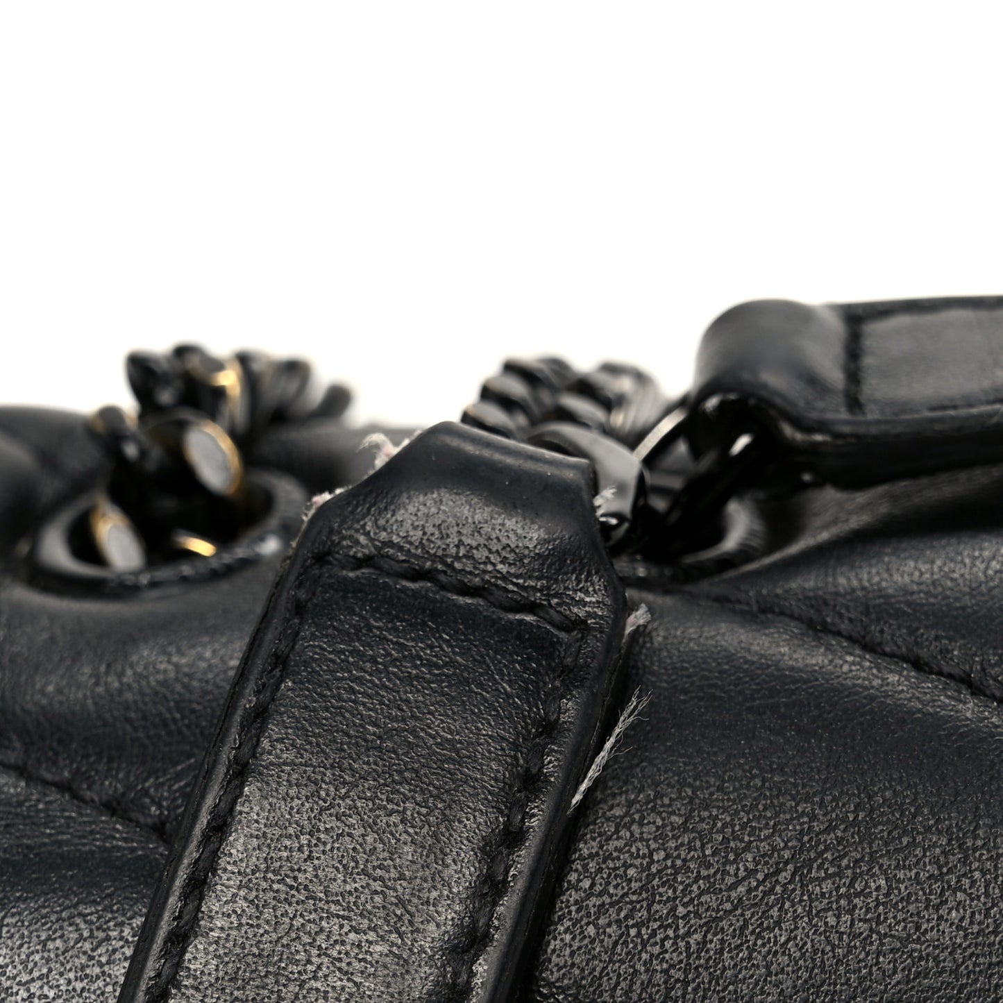 Calfskin Y Quilted Monogram Monochrome Small Loulou Chain Satchel Black
