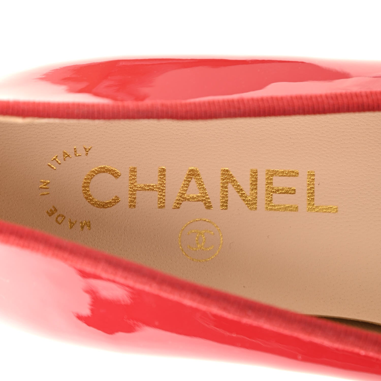 Chanel Patent Calfskin CC Cap Toe Ballerina Flats 38.5 Red 6 of 8