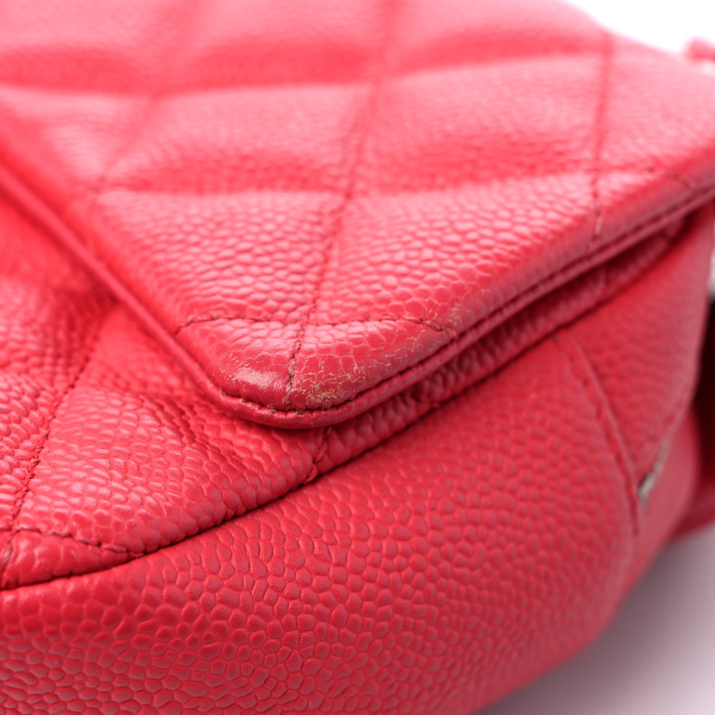Caviar Quilted Medium Easy Flap Coral Coral Pink