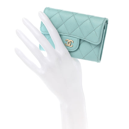 Chanel Caviar Quilted Flap Card Holder Wallet Light Blue 2 of 8