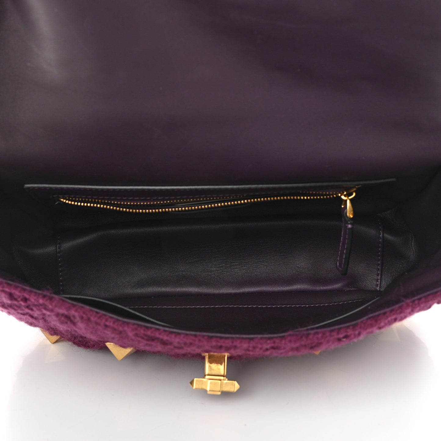 Cashmere Large Roman Stud Shoulder Bag Ripe Plum