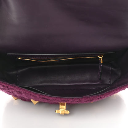 Valentino Garavani Cashmere Large Roman Stud Shoulder Bag Ripe Plum 4 of 9