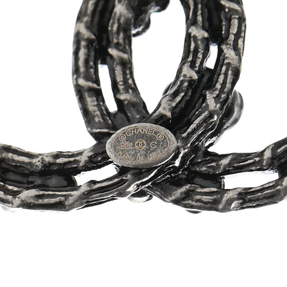 Chanel Crystal CC Camellia Earrings Ruthenium 4 of 5