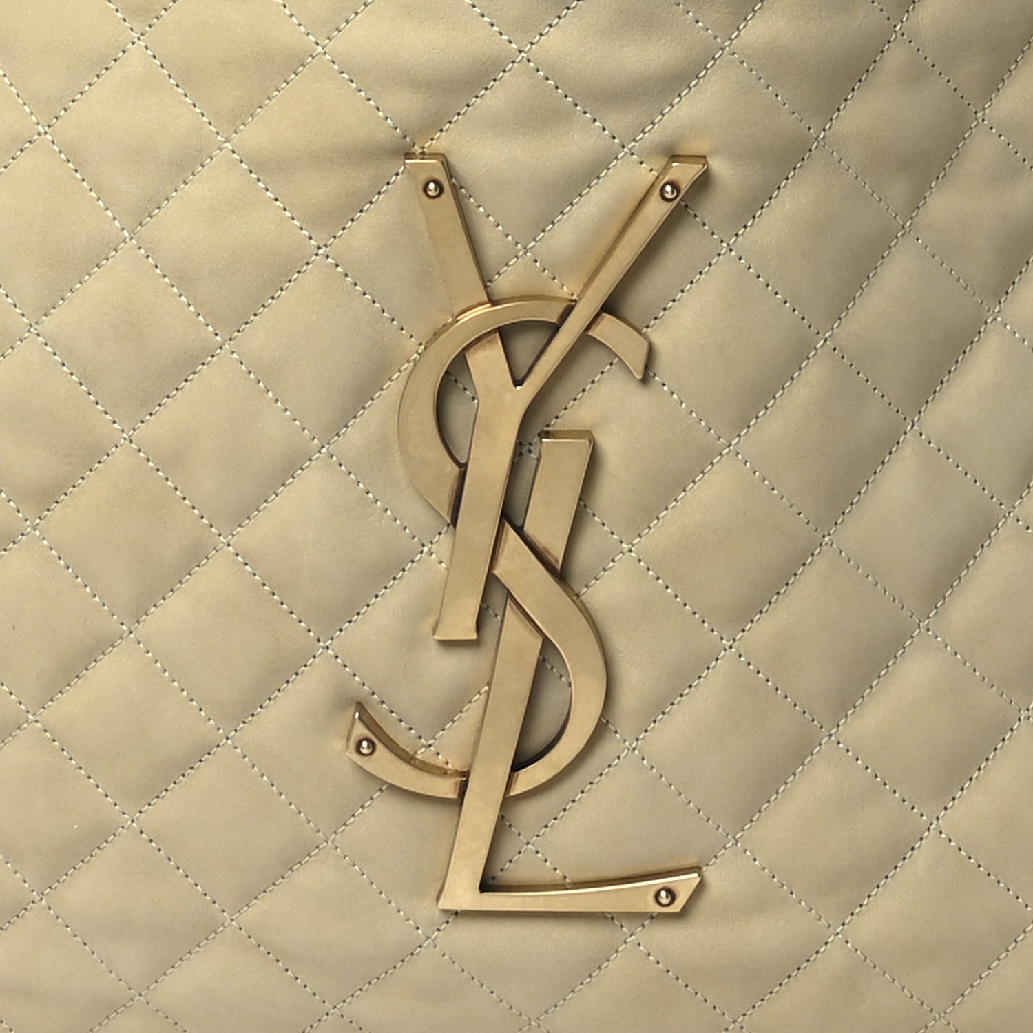 Saint Laurent Nubuck Suede Quilted Maxi Icare Shopping Tote Beige 9 of 11