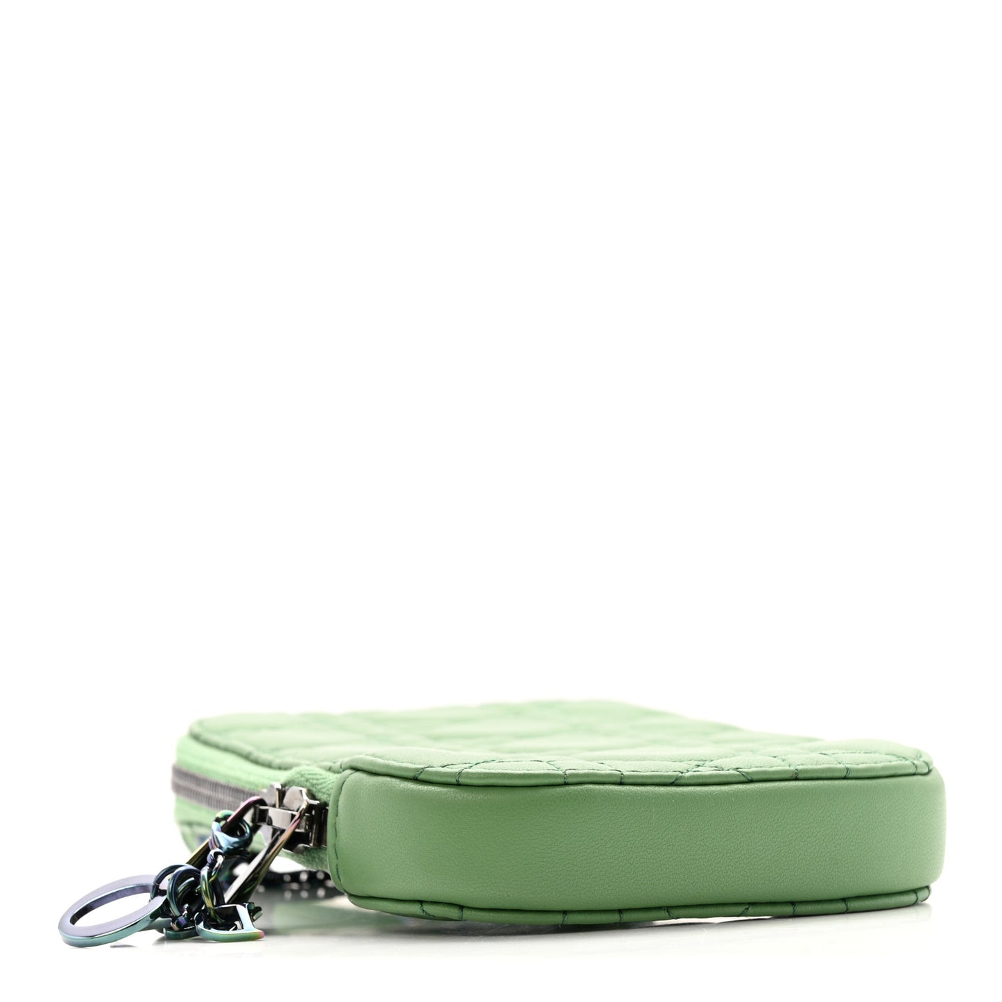 Lambskin Cannage Lady Dior Phone Holder Jade Green