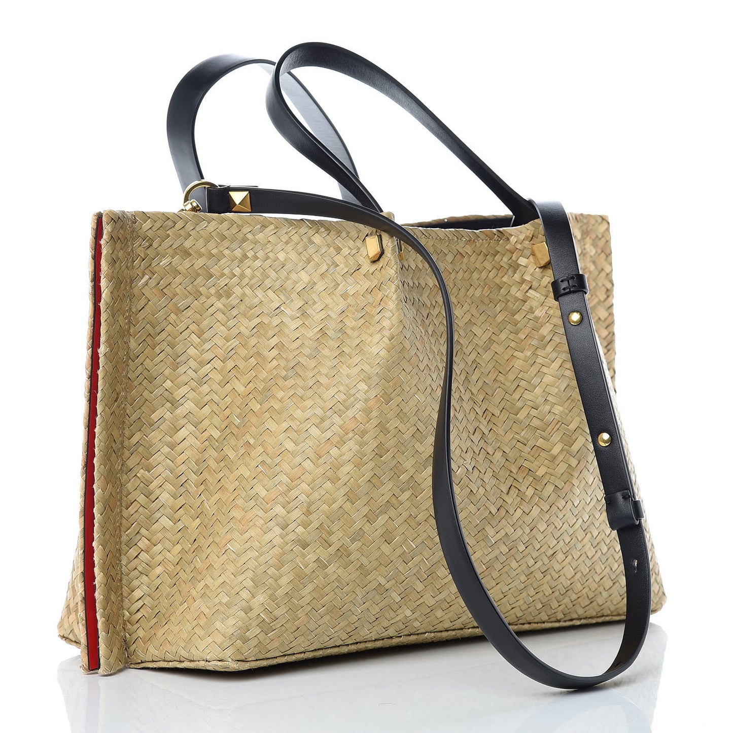 Raffia Medium Vlogo Escape Shopper Natural Black Rouge