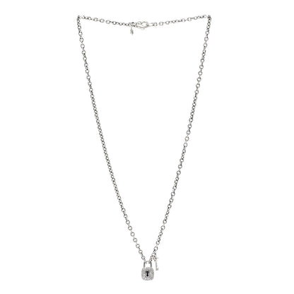 David Yurman Sterling Silver Diamond Cable Collectibles Lock and Key Charm Pendant Necklace 3 of 6
