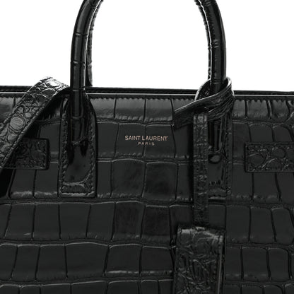 Saint Laurent Calfskin Crocodile Embossed Nano Sac De Jour Black 7 of 9