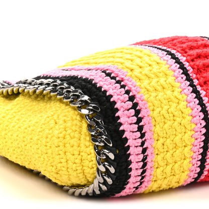 Stella McCartney Cotton Crochet Striped Mini Falabella Tote Pink Multicolor 8 of 9