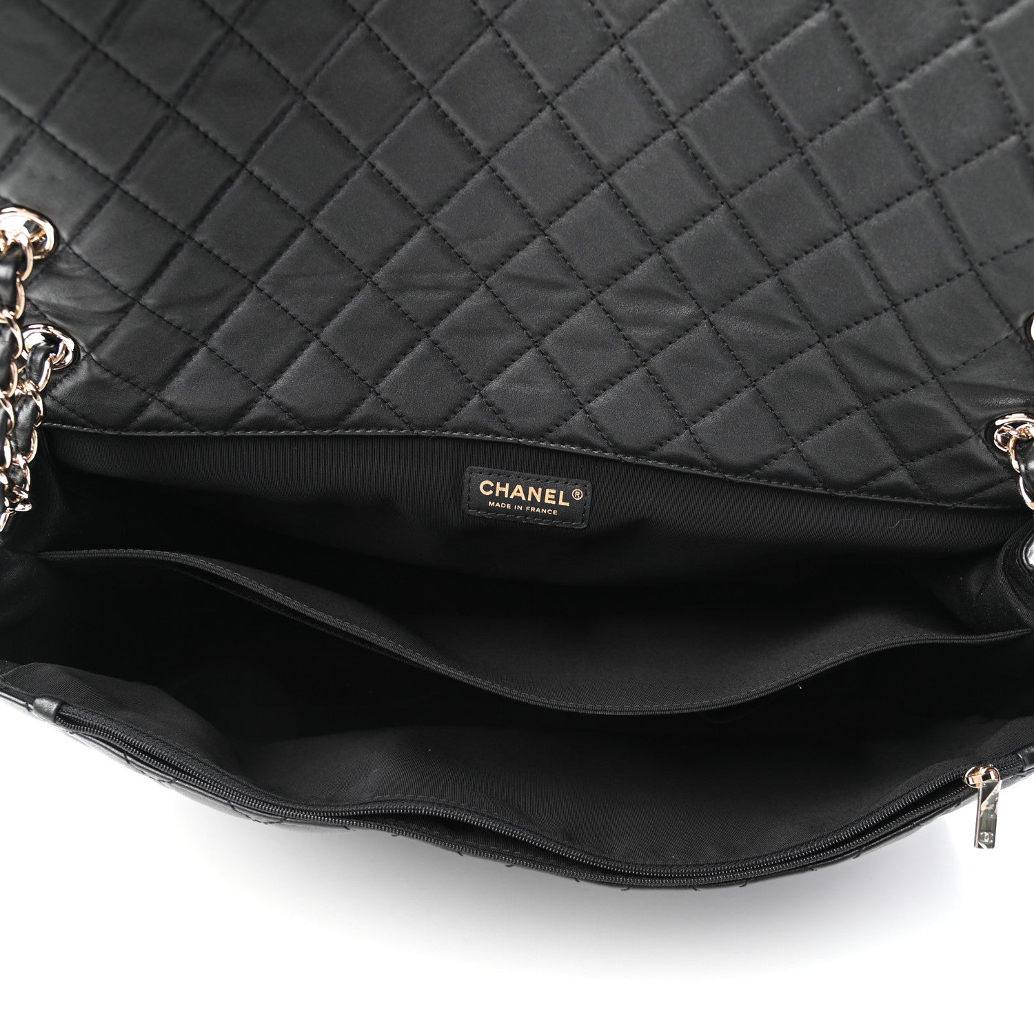 Chanel Metallized Calfskin Quilted XXL Travel Flap Bag Black 5 of 10