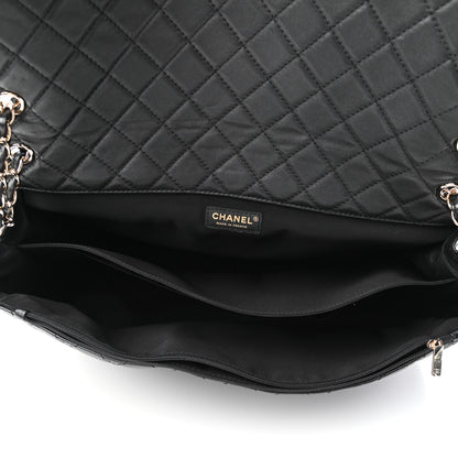 Chanel Metallized Calfskin Quilted XXL Travel Flap Bag Black 5 of 10
