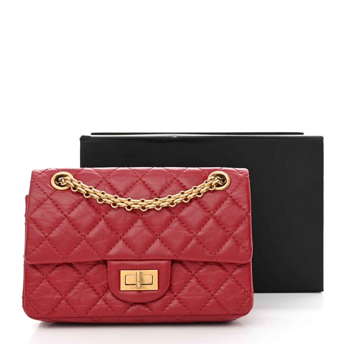 Aged Calfskin Quilted 2.55 Reissue Mini Flap Red