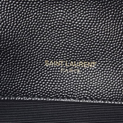Saint Laurent Grain De Poudre Matelasse Chevron Large Monogram Satchel Black 10 of 10