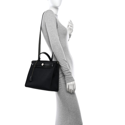 Hermes Military Toile Vache Hunter Herbag Zip PM 31 Black 2 of 10