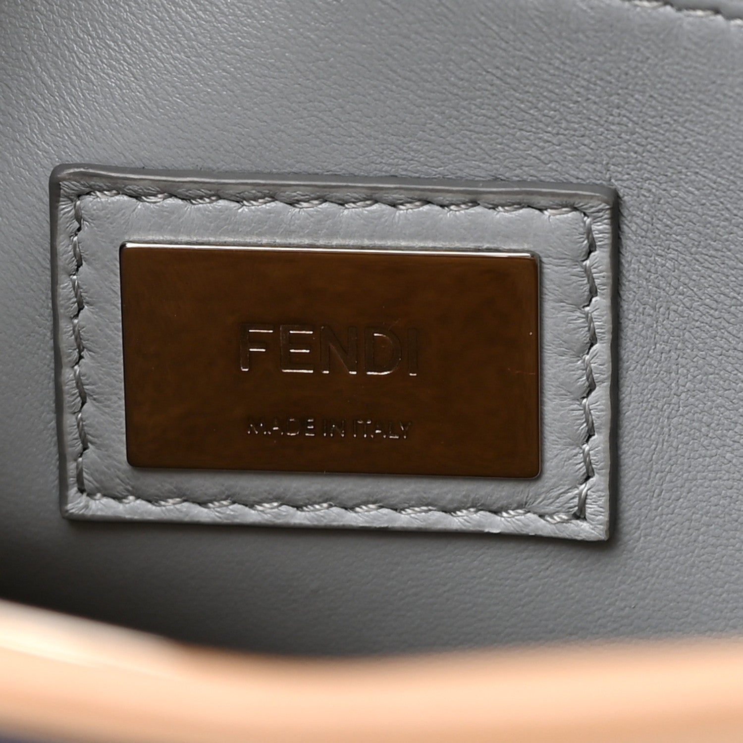 Fendi Vitello Seta Shiny Nappa Medium Peekaboo Iconic Satchel Cuoio Ardesia 7 of 10