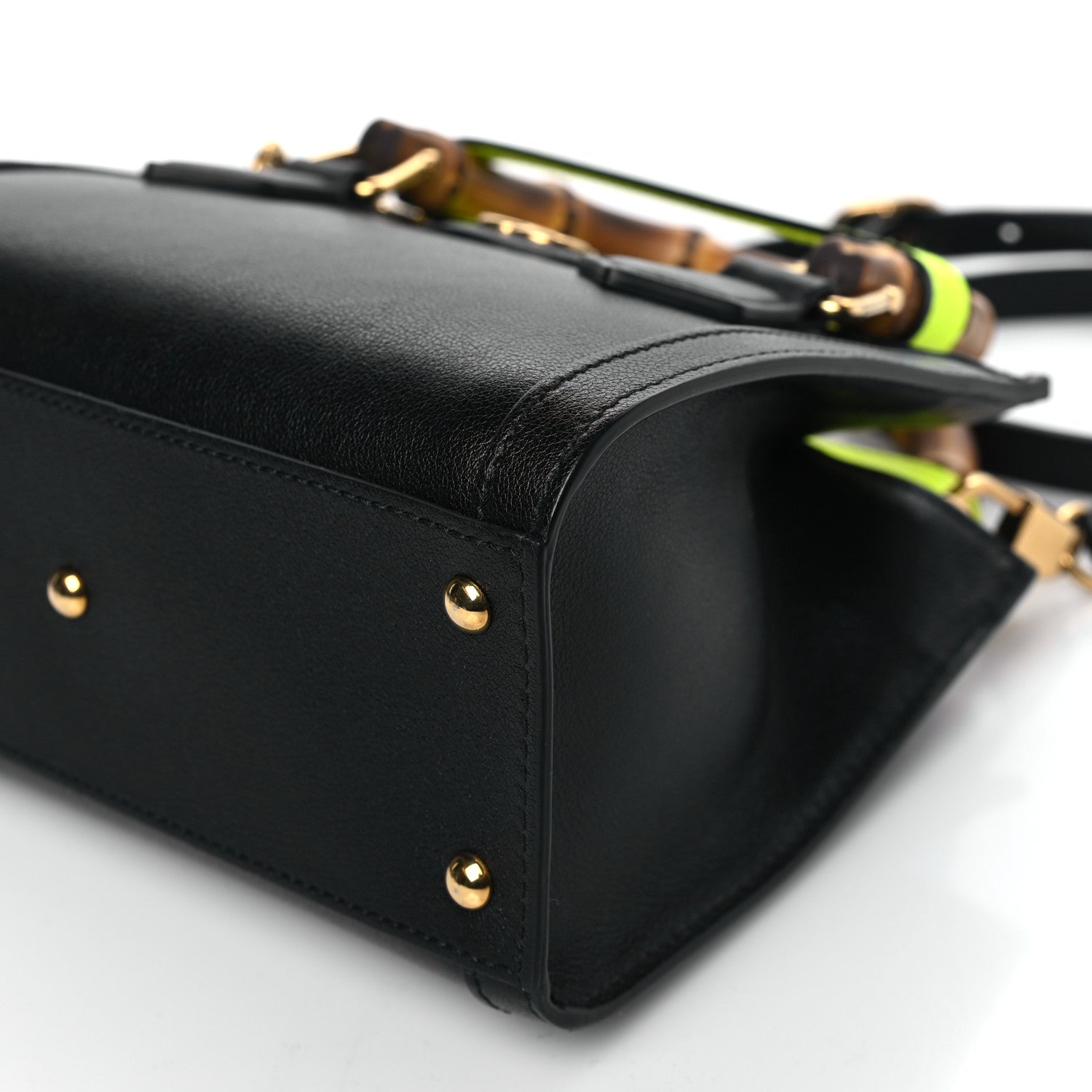 Gucci Wonka Grain Calfskin Mini Diana Tote Bag Black Yellow Fluo 9 of 9