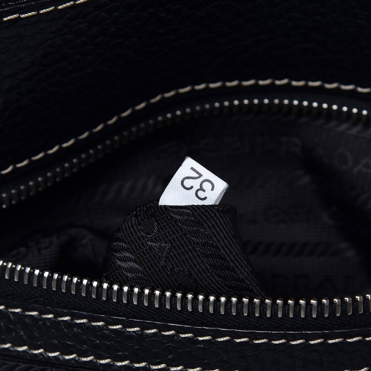 Prada Vitello Daino Stripe Shoulder Bag Black 7 of 15