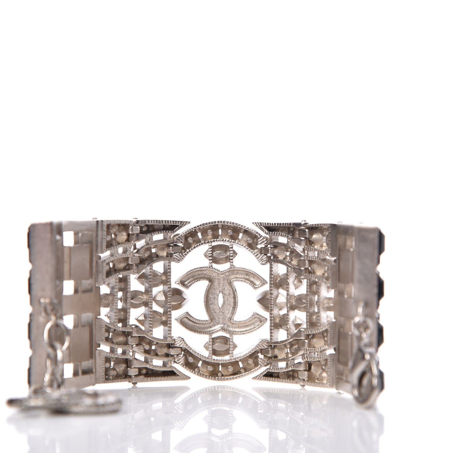 Crystal CC Wide Cuff Black Silver