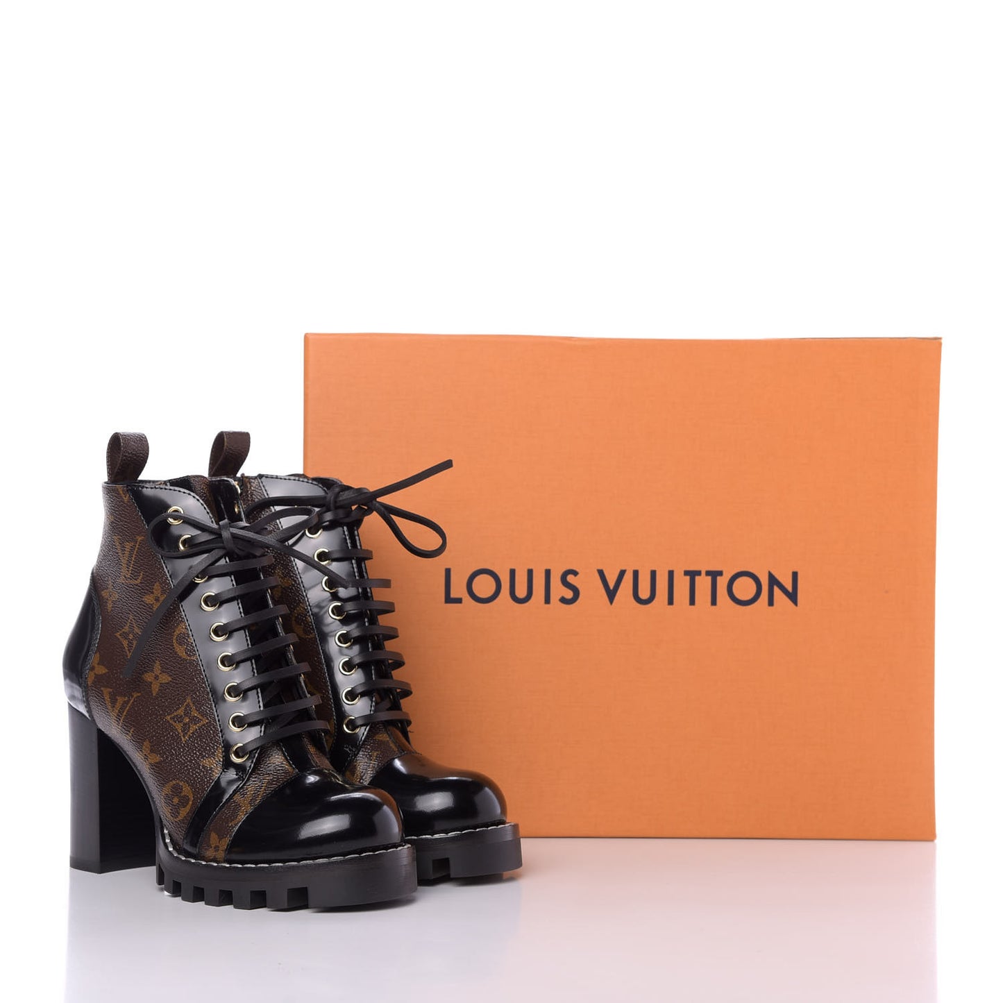 Patent Calfskin Monogram Star Trail Ankle Boots 36.5 Black