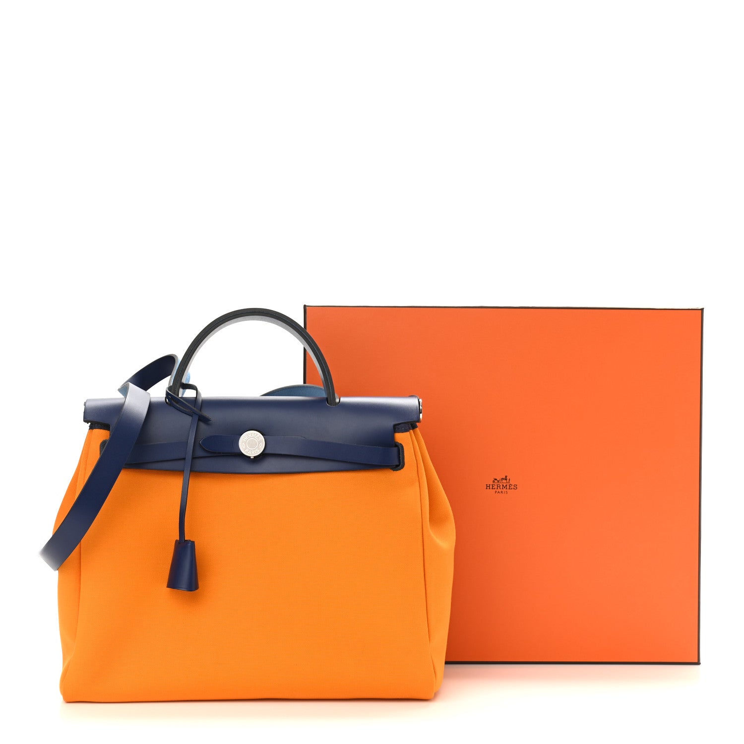Hermes Military Toile Vache Hunter Verso Herbag Zip Retourne 31 PM Jaune Or Bleu Outremer Bleu Saphir 13 of 13