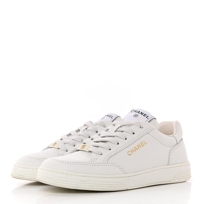 Chanel Calfskin Womens CC Logo Sneakers 37 White 3 of 16