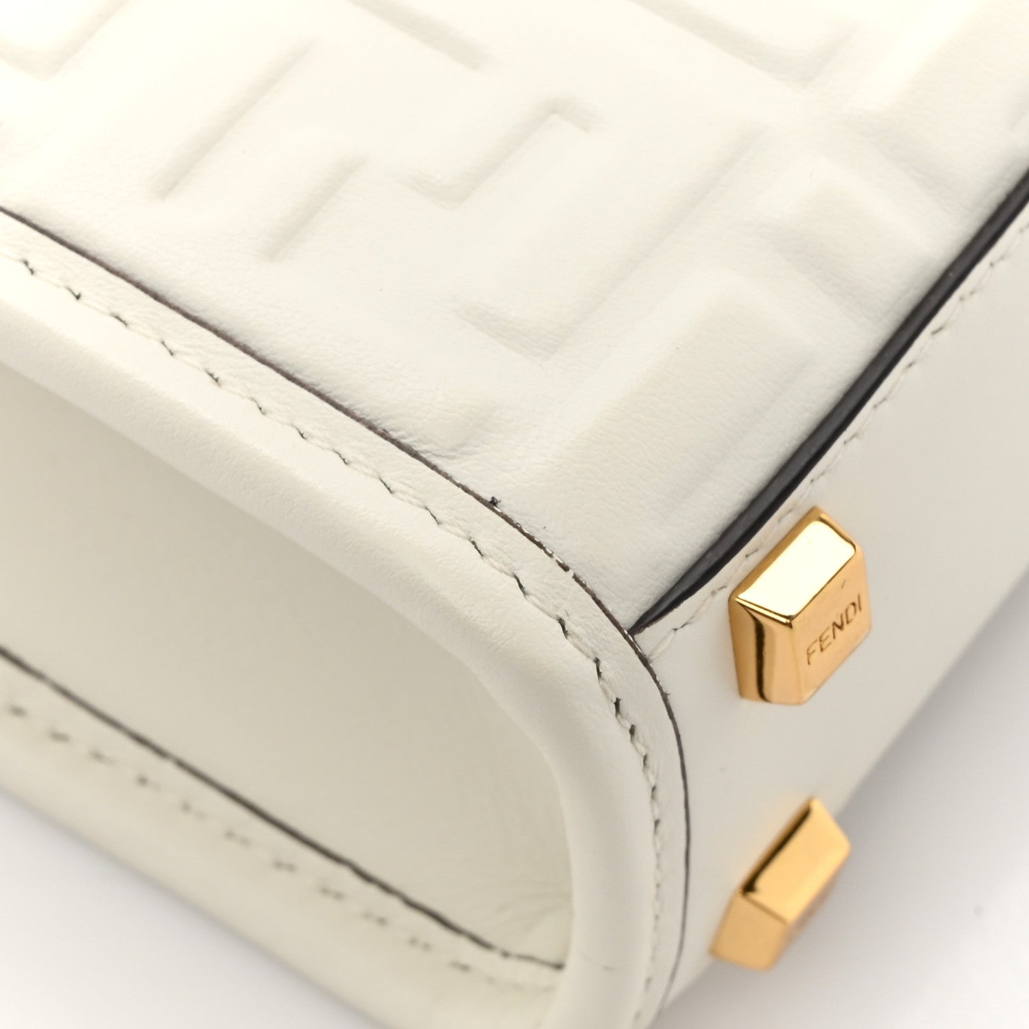 Fendi Vitello Plexiglass FF Embossed Mini Fendi Sunshine Shopper Tote White 11 of 11