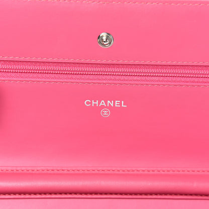 Chanel Patent Quilted Wallet On Chain WOC Fuchsia 5 of 14